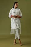 Buy_Sanjev Marwaaha_Ivory Cotton Silk Hand Block Printed Collared Neck Tunic And Pant Set _at_Aza_Fashions