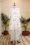 Shop_Sanjev Marwaaha_Ivory Cotton Silk Hand Block Printed Collared Neck Tunic And Pant Set _Online_at_Aza_Fashions