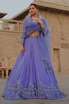 Buy_Irrau by Samir Mantri_Purple Net Embroidered Sequins Sweetheart Neck Bridal Lehenga Set _at_Aza_Fashions