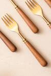 Shop_The Decor Remedy_Gold Brass Alloy Purpose Forks Of 6_at_Aza_Fashions