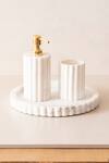 Shop_The Decor Remedy_White Brass Alloy Pearly Bathroom Of 3_at_Aza_Fashions