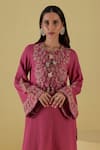 Buy_Inej_Pink Rayon Flex Embroidery Lurex Dori Kashmiri Kurta With Bell Bottom Pant _Online_at_Aza_Fashions