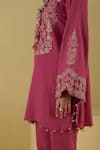 Shop_Inej_Pink Rayon Flex Embroidery Lurex Dori Kashmiri Kurta With Bell Bottom Pant _Online_at_Aza_Fashions