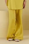 Inej_Yellow Rayon Flex Placement Mock Waistcoat Tunic With Bell Bottom Pant _at_Aza_Fashions