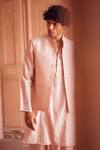 Seema Nanda_Pink Chanderi Silk Plain Floral Jad Bloom Work Bundi And Kurta Set  _Online_at_Aza_Fashions