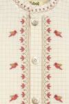 Tiber Taber_Cream Cotton Embroidery Chequered Birds Kurta Set _Online