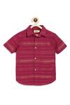 Buy_Tiber Taber_Purple Cotton Stripe Short Sleeve Pattern Kurta With Mundu  