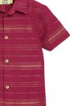 Buy_Tiber Taber_Purple Cotton Stripe Short Sleeve Pattern Kurta With Mundu  _Online