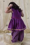 Shop_Tiber Taber_Purple Chanderi Silk Tassels, Embroidery Birds Yoke Angrakha Kurta With Salwar _at_Aza_Fashions
