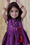 Tiber Taber_Purple Chanderi Silk Tassels, Embroidery Birds Yoke Angrakha Kurta With Salwar _Online_at_Aza_Fashions