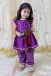 Buy_Tiber Taber_Purple Chanderi Silk Tassels, Embroidery Birds Yoke Angrakha Kurta With Salwar _Online_at_Aza_Fashions
