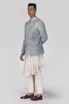 Buy_Asuka_Blue Matka Silk Embroidered Kiron Dori Floral Sherwani Pyjama Set _at_Aza_Fashions