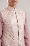 Asuka_Pink Chanderi Silk, Silk, Cotton Mirrors Embroidered Bundi And Kurta Set _Online_at_Aza_Fashions