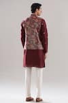Shop_Asuka_Maroon Cotton, , Chanderi Embroidery, Floral Print Bundi Kurta Set _at_Aza_Fashions