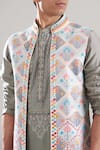 Buy_Asuka_Gray Cotton, Silk Mirrors, Embroidery Geometric Print Bundi Set _Online_at_Aza_Fashions