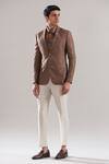 Buy_Asuka_Brown Pure Irish Linen Textured Blazer And Trouser Set _at_Aza_Fashions