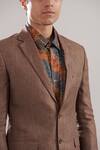 Asuka_Brown Pure Irish Linen Textured Blazer And Trouser Set _Online_at_Aza_Fashions