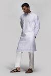 Buy_Asuka_Ivory Chanderi Silk Embroidery Resham Kurta Set _at_Aza_Fashions