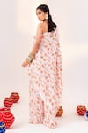 Shop_Silky Bindra_White Georgette Printed Botanical Asymmetric Tunic And Straight Pant Set_at_Aza_Fashions