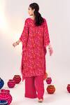 Shop_Silky Bindra_Pink Georgette Print Floral V Neck Kaftan With Pant _at_Aza_Fashions