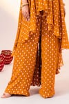 Silky Bindra_Yellow Georgette Woven Geometric Halter Neck Pattern High-low Tunic With Pant _at_Aza_Fashions