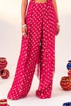 Buy_Silky Bindra_Pink Georgette Woven Polka Dot Sweetheart Neck Blouse And Pant Set