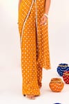 Buy_Silky Bindra_Yellow Georgette Woven Geometric Halter Neck Pattern Tunic With Pant 