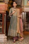 Shop_Gulabo Jaipur_Grey Chanderi Sequins, Embroidery, Gota Patti Round Neck Nahal Anarkali Set _at_Aza_Fashions