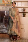 Gulabo Jaipur_Grey Chanderi Sequins, Embroidery, Gota Patti Round Neck Nahal Anarkali Set _Online_at_Aza_Fashions