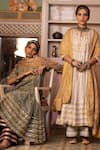 Gulabo Jaipur_Grey Chanderi Sequins, Embroidery, Gota Patti Round Neck Nahal Anarkali Set _at_Aza_Fashions
