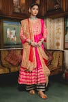 Buy_Gulabo Jaipur_Pink Chanderi Embroidery Round Neck Nahal Anarkali Set _at_Aza_Fashions