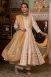 Buy_Gulabo Jaipur_White Chanderi Sequins, Zari, Embroidery Round Neck Nahal Anarkali Set _at_Aza_Fashions
