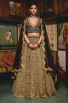 Buy_Gulabo Jaipur_Black Cotton Embroidered And Printed Resham Deep V Neck Parveen & Lehenga Set _at_Aza_Fashions