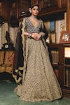 Shop_Gulabo Jaipur_Black Cotton Embroidered And Printed Resham Deep V Neck Parveen & Lehenga Set _at_Aza_Fashions