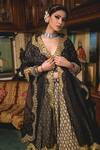 Gulabo Jaipur_Black Cotton Embroidered And Printed Resham Deep V Neck Parveen & Lehenga Set _Online_at_Aza_Fashions