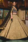 Shop_Gulabo Jaipur_Black Cotton Embroidered And Printed Resham Deep V Neck Parveen & Lehenga Set _Online_at_Aza_Fashions