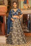 Buy_Gulabo Jaipur_Blue Cotton Embroidery, Sequins, Zari Parveen Botanical Print And Lehenga Set _at_Aza_Fashions