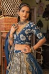 Gulabo Jaipur_Blue Cotton Embroidery, Sequins, Zari Parveen Botanical Print And Lehenga Set _Online_at_Aza_Fashions