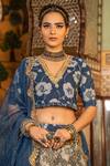 Shop_Gulabo Jaipur_Blue Cotton Embroidery, Sequins, Zari Parveen Botanical Print And Lehenga Set _Online_at_Aza_Fashions