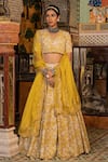 Buy_Gulabo Jaipur_Yellow Cotton Embroidery, Sequins, Zari Parveen Botanic Print And Lehenga Set _at_Aza_Fashions
