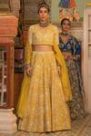 Shop_Gulabo Jaipur_Yellow Cotton Embroidery, Sequins, Zari Parveen Botanic Print And Lehenga Set _at_Aza_Fashions