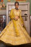 Gulabo Jaipur_Yellow Cotton Embroidery, Sequins, Zari Parveen Botanic Print And Lehenga Set _Online_at_Aza_Fashions