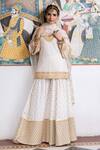Shop Gulabo Jaipur White Cotton, Kota Doria Sequins, Patti, Thread And Kurta Sharara Set at Aza Fashions Shop_Gulabo Jaipur_White Cotton, Kota Doria Sequins, Patti, Thread And Kurta Sharara Set_at_Aza_Fashions