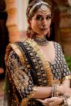 Gulabo Jaipur_Black Cotton Embroidered And Printed Shehzadi Mughal Floral Block Lehenga Set _at_Aza_Fashions