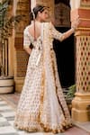 Shop_Gulabo Jaipur_White Cotton Beads, Zari, Fringe, Gota Shehzadi Mughal Block Print Lehenga Set _at_Aza_Fashions