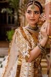Shop_Gulabo Jaipur_White Cotton Beads, Zari, Fringe, Gota Shehzadi Mughal Block Print Lehenga Set _Online_at_Aza_Fashions