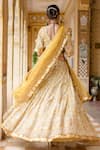 Shop_Gulabo Jaipur_Yellow Cotton Beads, Zari, Gota Patti, Shehzadi Mughal Botanic Print Lehenga Set _at_Aza_Fashions
