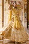 Buy_Gulabo Jaipur_Yellow Cotton Beads, Zari, Gota Patti, Shehzadi Mughal Botanic Print Lehenga Set _Online_at_Aza_Fashions