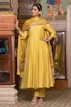 Buy_Gulabo Jaipur_Yellow Chanderi Embroidered Sequin Scoop Shri Flared Anarkali Set With Dupatta _at_Aza_Fashions