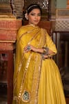 Shop_Gulabo Jaipur_Yellow Chanderi Embroidered Sequin Scoop Shri Flared Anarkali Set With Dupatta _Online_at_Aza_Fashions